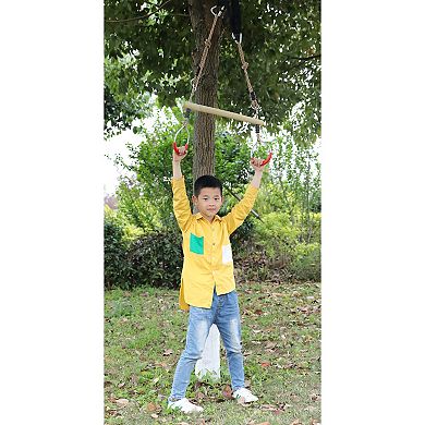 Kids Trapeze Swing Bar with Rings with Hanging Ropes