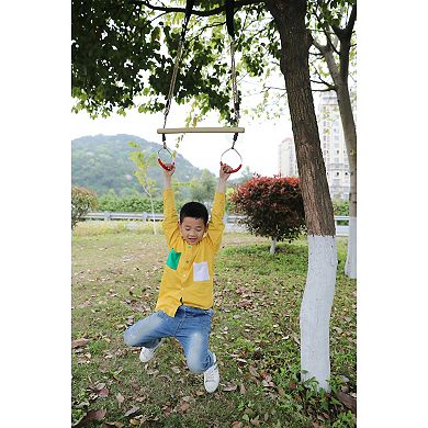 Kids Trapeze Swing Bar with Rings with Hanging Ropes