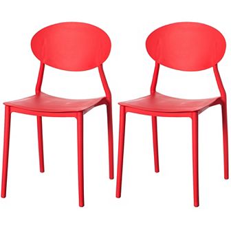 Modern Plastic Outdoor Dining Chair with Open Oval Back Design