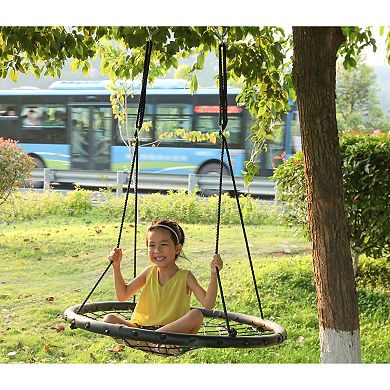 Round Net Tree Swing with Hanging Ropes