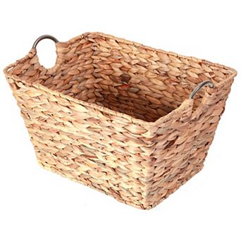 Large Multipurpose Handwoven Water Hyacinth Wicker Basket, Ideal for Organizing and Storing