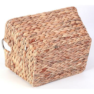 Large Multipurpose Handwoven Water Hyacinth Wicker Basket, Ideal for Organizing and Storing