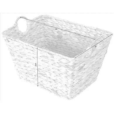 Large Multipurpose Handwoven Water Hyacinth Wicker Basket, Ideal for Organizing and Storing