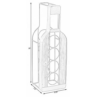 Vintage Decorative Metal Bottle Shaped Freestanding 4 Wine Bottle Holder