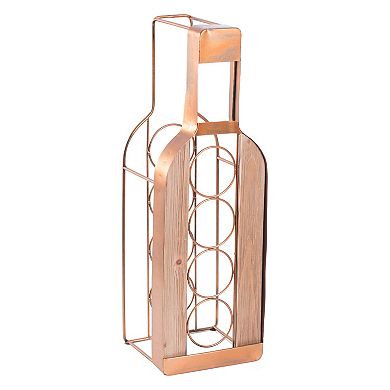 Vintage Decorative Metal Bottle Shaped Freestanding 4 Wine Bottle Holder