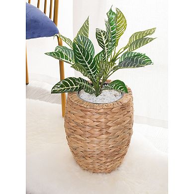 Water Hyacinth Round Floor Planter with Metal Pot