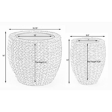 Water Hyacinth Round Floor Planter with Metal Pot