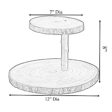 Two Tier Natural Tree Bark Server Tray with Rustic Appeal, Two Sizes Trays