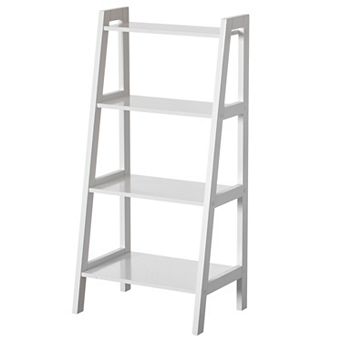 Basicwise 4 tier Freestanding Ladder Shelf Open Bookcase and Display Rack for Books Plants