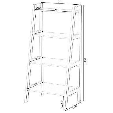Basicwise 4 Tier Freestanding Ladder Shelf Open Bookcase and Display Rack for Books Plants