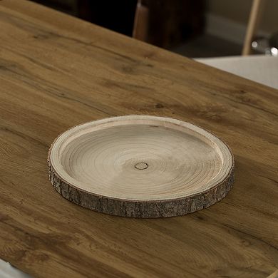 Natural Wooden Bark Round Slice 14 inch Tray, Rustic Table Charger Centerpiece