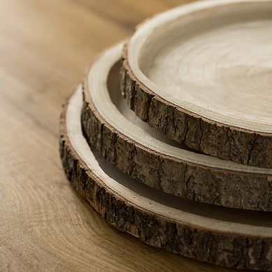 Natural Wooden Bark Round Slice 14 inch Tray, Rustic Table Charger Centerpiece