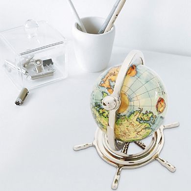 Educational Decorative World Globe on Sailor Wheel for Office, Home, and School