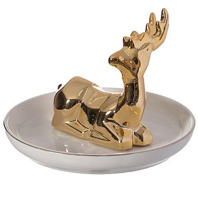 Uniquewise Deer Design Jewelry Holder with Decorative Trinket Dish Organizer