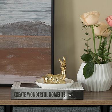 Uniquewise Deer Design Jewelry Holder with Decorative Trinket Dish Organizer