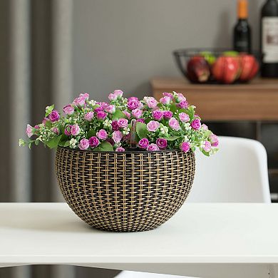 10" Self-Watering Bronze Hanging Basket Flower Planter