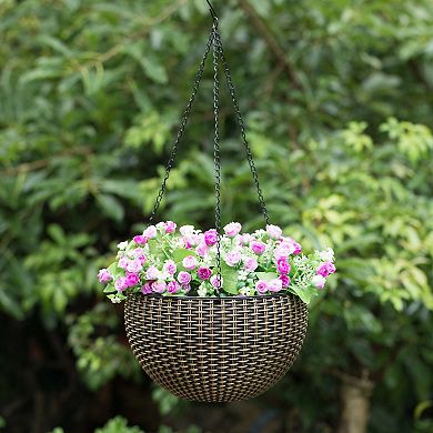 10" Self-Watering Bronze Hanging Basket Flower Planter