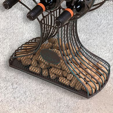 Freestanding Wine Rack Goblet Design Holds 12 Bottles, Includes Wine Cork Holder
