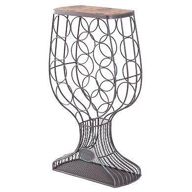 Freestanding Wine Rack Goblet Design Holds 12 Bottles, Includes Wine Cork Holder