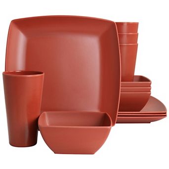 Gibson Home Grayson Melamine 12 pc Square Dinnerware Set