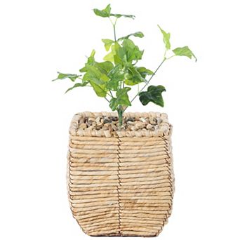 Woven Square Flower Pot Planter with Leak-Proof Plastic Lining