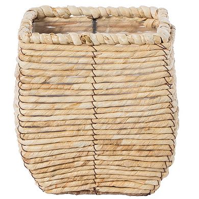 Woven Square Flower Pot Planter with Leak-Proof Plastic Lining