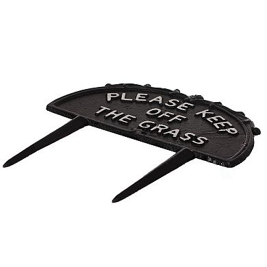 Decorative Please Keep Off the Grass Post, Outdoor Warning Ground Cast Iron Stake