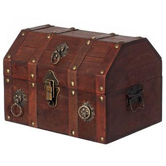 Handmade Pirate Treasure Chest with Latch - Vintage Wooden Storage Trunk