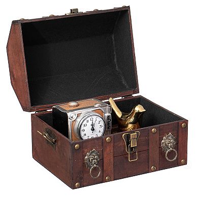 Handmade Pirate Treasure Chest with Latch - Vintage Wooden Storage Trunk