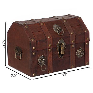 Handmade Pirate Treasure Chest with Latch - Vintage Wooden Storage Trunk