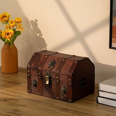 Handmade Pirate Treasure Chest with Latch - Vintage Wooden Storage Trunk