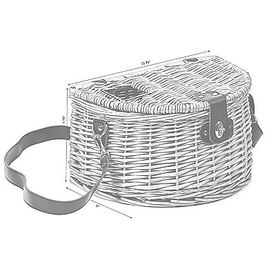 Wicker Fishing Creel with Faux Leather Shoulder Strap