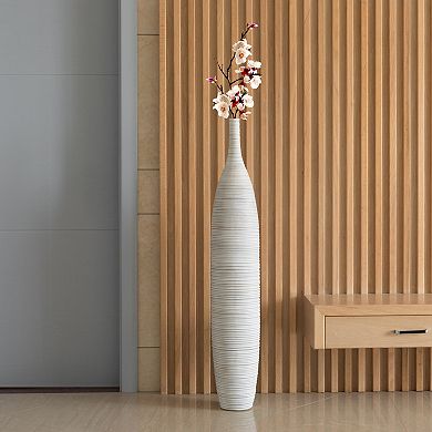 Modern Decorative Bottle Shape Floor Vase Ribbed Design