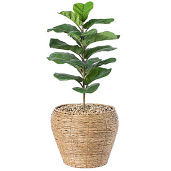Woven Round Flowerpot Planter Basket with Leak-Proof Plastic Lining