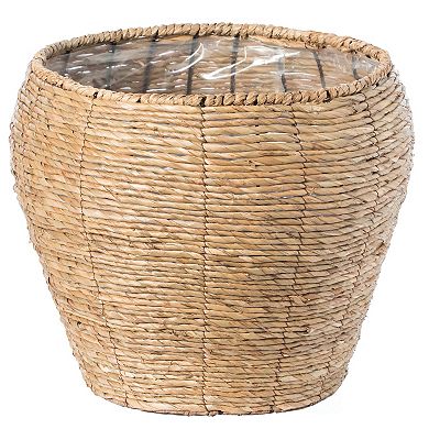 Woven Round Flowerpot Planter Basket with Leak-Proof Plastic Lining