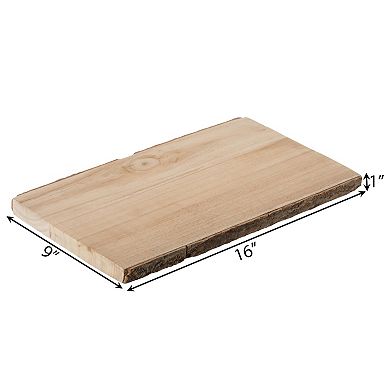 16" Rustic Natural Tree Log Wooden Rectangular Shape Serving Tray Cutting Board