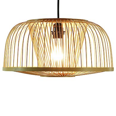 Modern Oval Bamboo Wicker Rattan Hanging Light Shade for Living Room, Dining Room