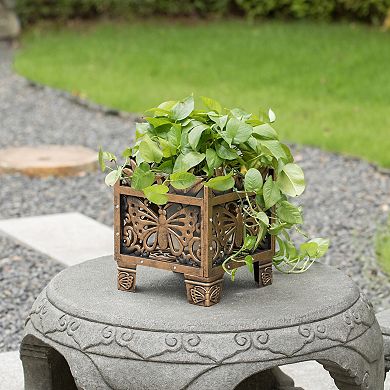 Outdoor Living Butterfly Square Plant Stand, Flower Planting Pot