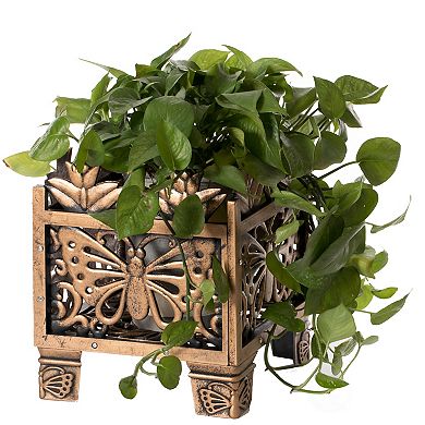 Outdoor Living Butterfly Square Plant Stand, Flower Planting Pot