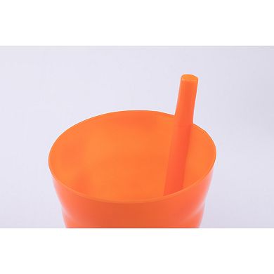 10 OZ Reusable Plastic Cups with Straw Blue, Pink, Green, and Orange, Set of 4