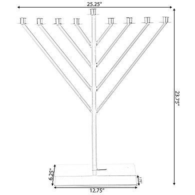 Large Metal Silver Coated Hanukkah Menorah 2 Ft. For Synagogue