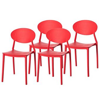 Modern Plastic Outdoor Dining Chair with Open Oval Back Design