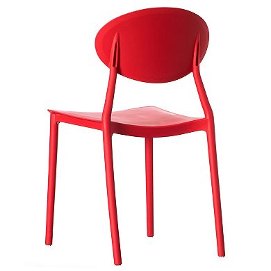 Modern Plastic Outdoor Dining Chair with Open Oval Back Design