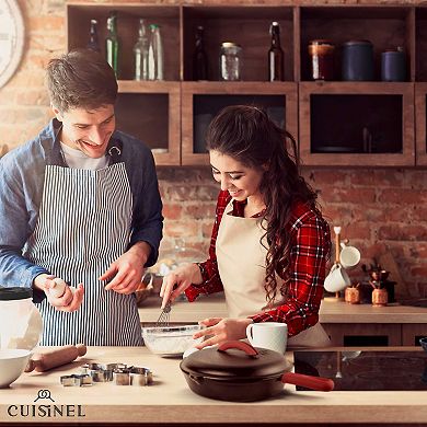 Cuisinel 12" Cast Iron Skillet with Assist Handle + Silicone Grip - Pre-Seasoned Oven Safe Cookware