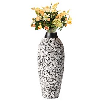 Unique Classic Style Flower Design Round Table Vase for Entryway Dining or Living Room