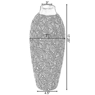 Unique Classic Style Flower Design Round Table Vase for Entryway Dining or Living Room