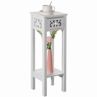 Acacia Wood Slim Bedside Table with Minimalist Design and Space-saving Functionality