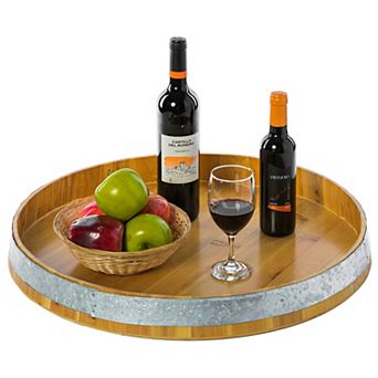 Barrel Head Decorative Storage Serving Tray
