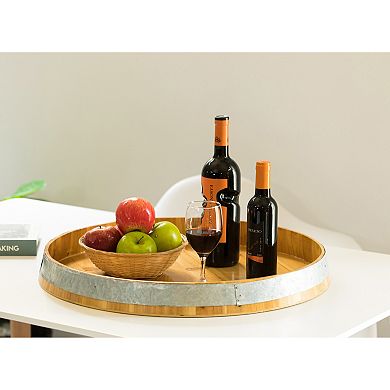 Barrel Head Decorative Storage Serving Tray