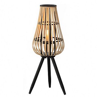 Vintiquewise Wood Lantern-Style Floor Lamp with Tripod Stand & Glass Insert